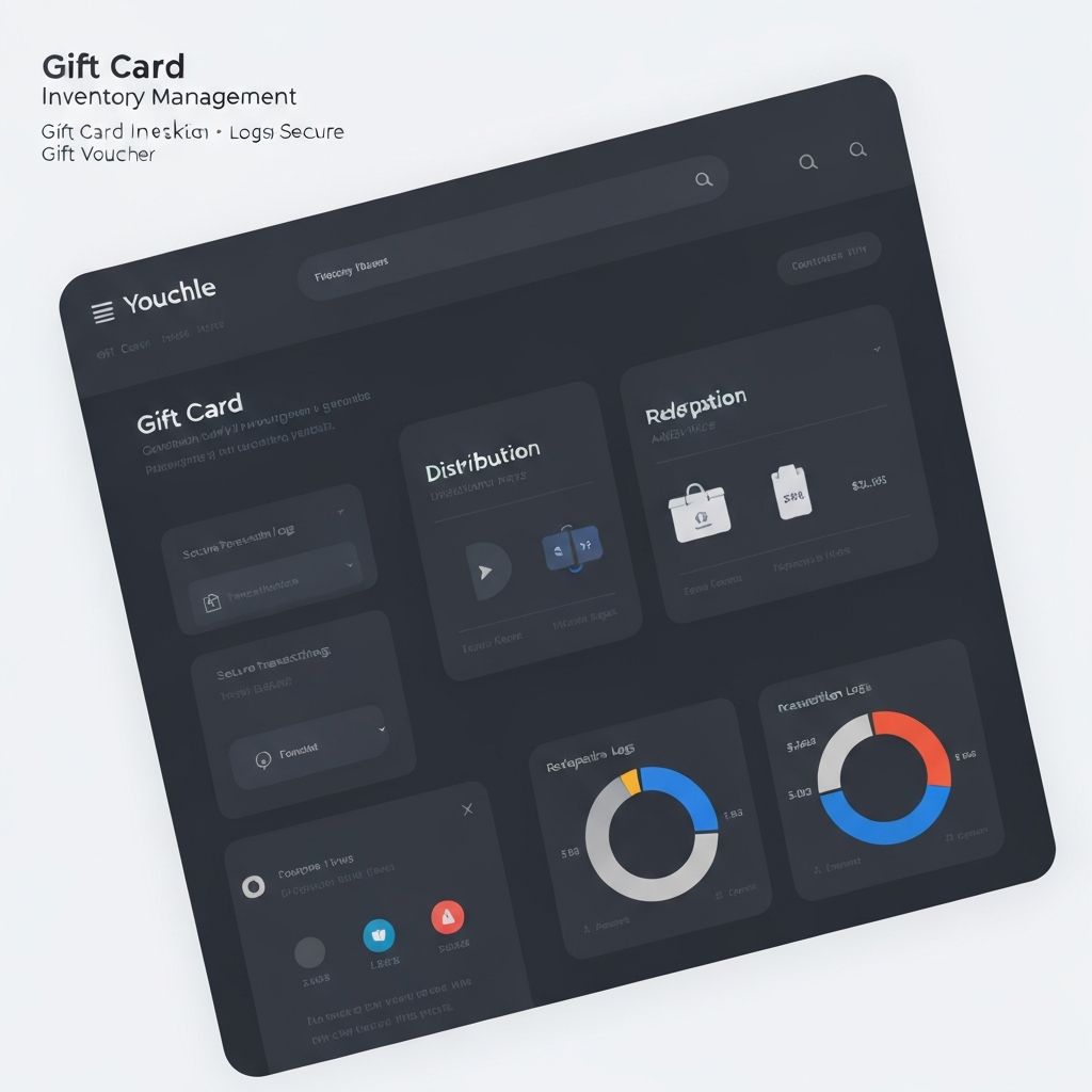 B2B digital gift voucher management platform showing distribution dashboard, redemption analytics, and secure transaction monitoring